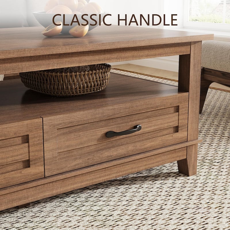 Farmhouse Coffee Table, Rectangle for Living Room,