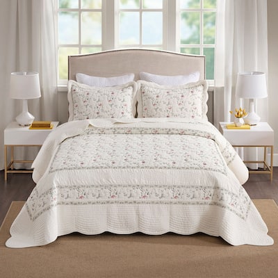3 Pcs 100% Cotton Oversized Quilted Bedspread Set
