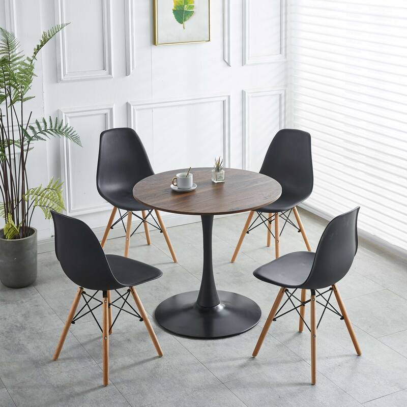 BLACK AND WALNUT Tulip Table Mid-century Dining Table for 2-4
