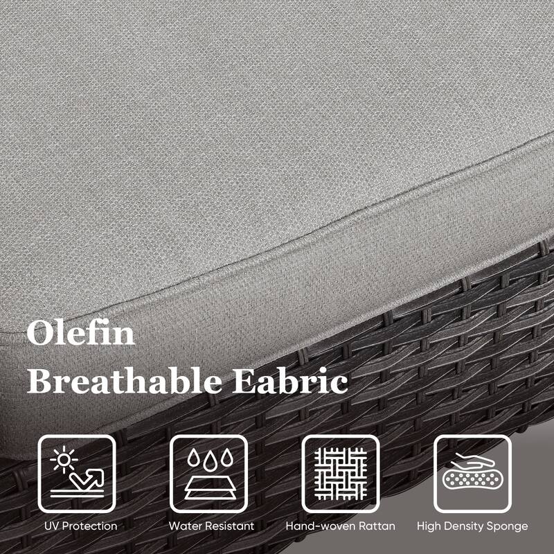 Patio Sofa with 2 Club Chair,2 Swivel Chair and Fire Pit Table