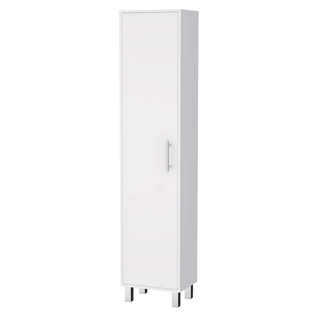 HomeRoots 16" Silver And White Accent Cabinet With Five Shelves - 15.70 in. x 70.90 in. x 11.70 in.