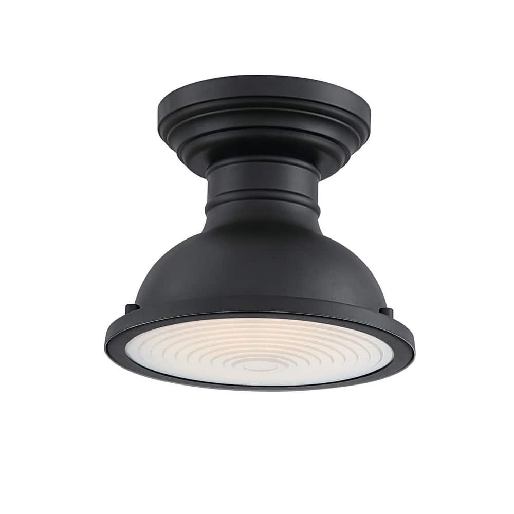 Westinghouse Lighting Orson 9-Inch One-Light Outdoor Semi-Flush Mount,Textured Black Finish with Frosted Prismatic Lens