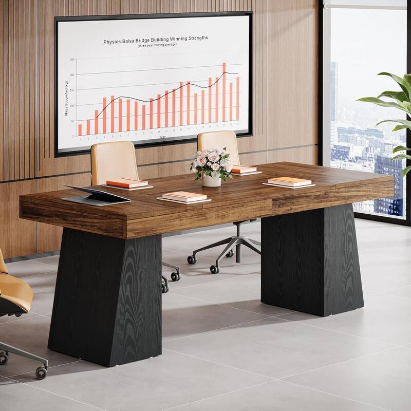 55.1" W Conference Table for 4-6 People, Modern Meeting Table