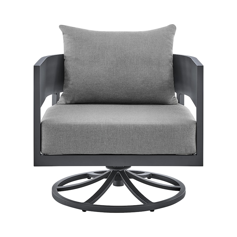 Argiope Dark Grey Aluminum Outdoor Swivel 3-Piece Chat Set