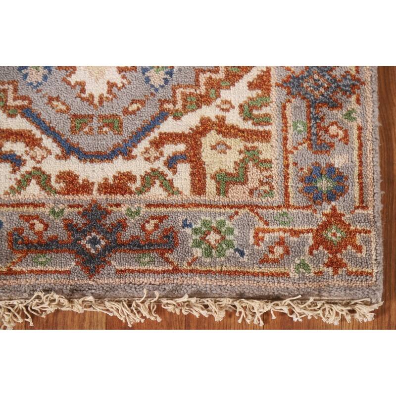 Geometric Gray Heriz Serapi Oriental Area Rug Handmade Wool Carpet - 2'0"x 3'0"
