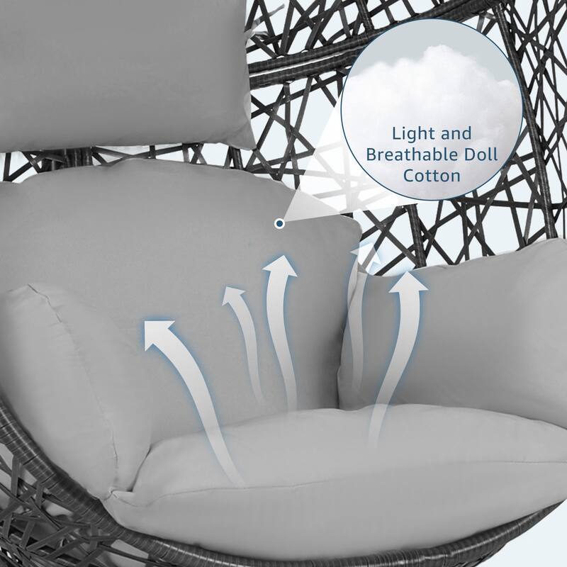 Oversized Egg Chair with Stand, 460 lbs Heavy-Duty Outdoor/Indoor Wicker Hanging Basket Chair