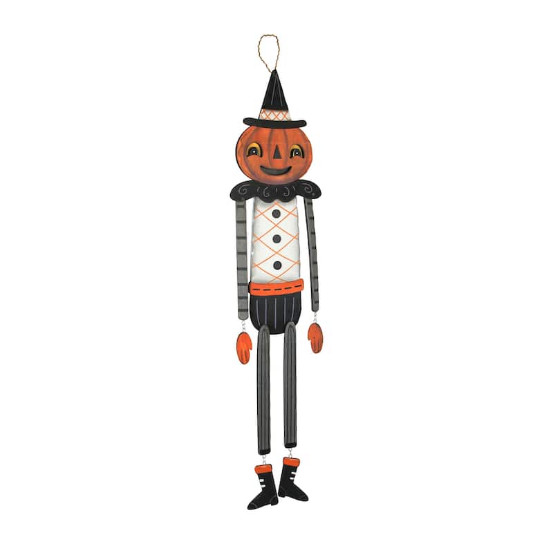 Johanna Parker Pumpkin Peeps Wooden Halloween Wall Hanging Door Decor - Pumpkin - 38 X 8.5 X 1 inches