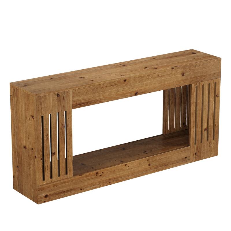 Solid Wood Console Table, Sofa Couch Table with Storage Shelf, 2-Tier Entryway Table for Entrance, Hallway, Living Room