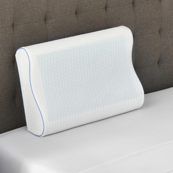 slide 2 of 7, Bodipedic Comfort Gel Overlay Contour Memory Foam Bed Pillow - White