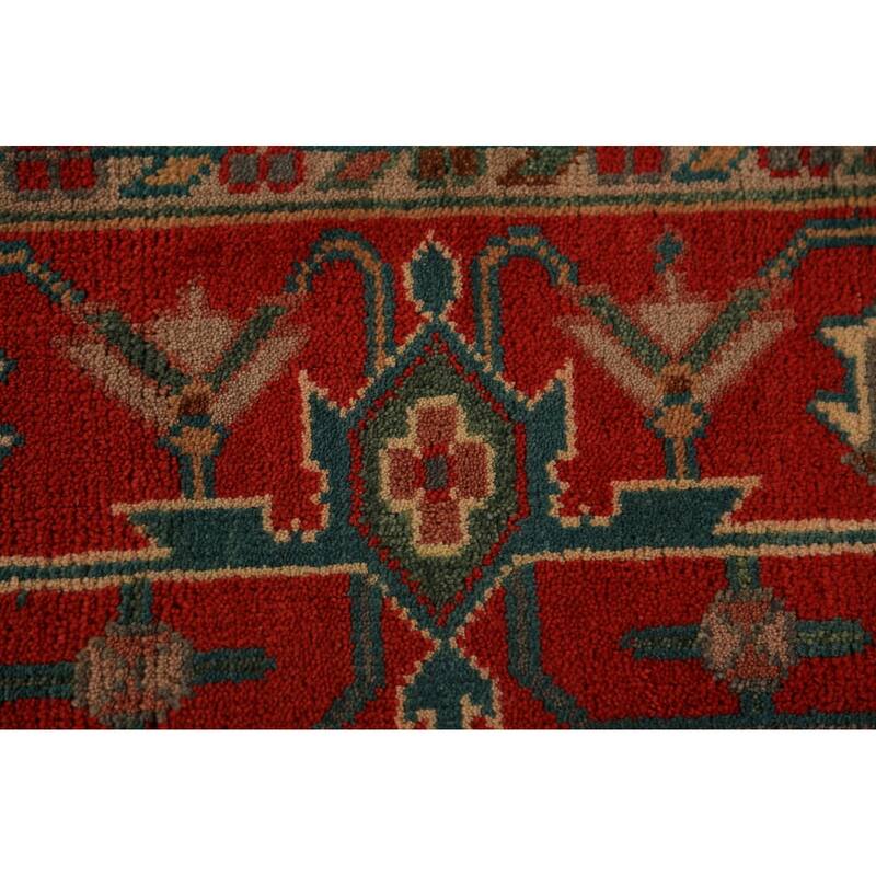 Green Medallion Oushak Indian Large Rug Hand-Knotted Wool Carpet - 9'7"x 13'9"