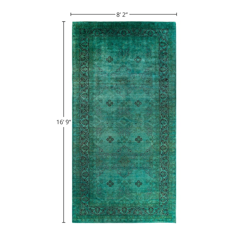 Overdyed, One-of-a-Kind Hand-Knotted Area Rug - Blue - 8' 2" x 16' 9"