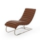 preview thumbnail 17 of 16, Pearsall Channel Stitch Chaise Lounge by Christopher Knight Home Cognac Brown + Silver