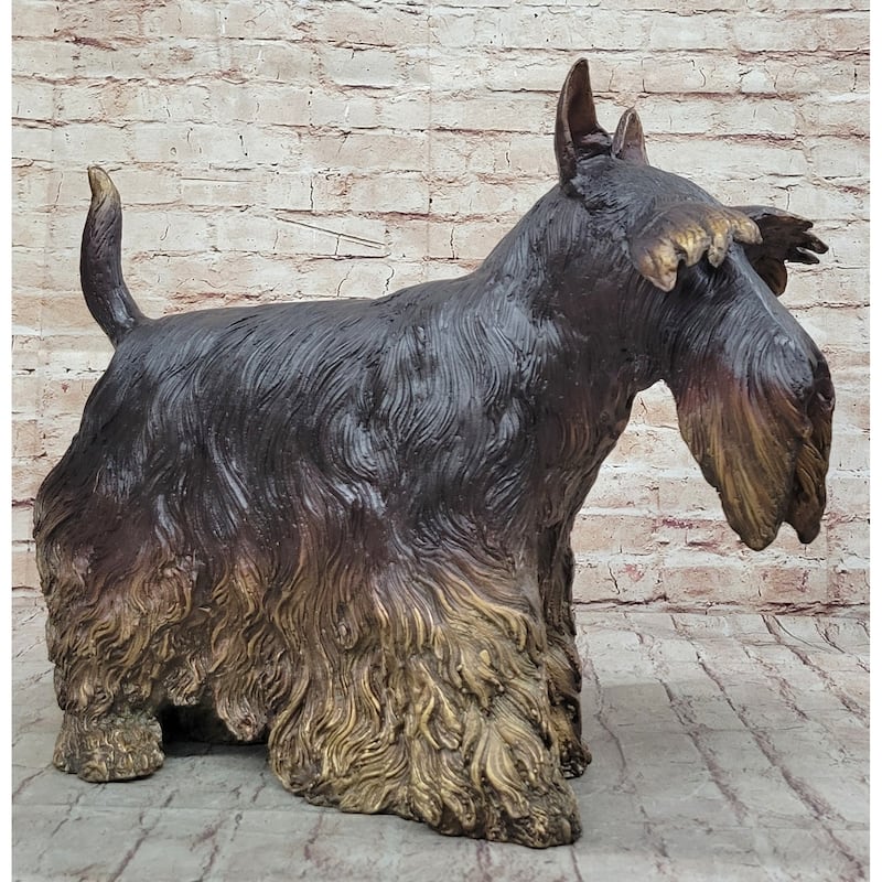 Scottish Terrier Imitative Dog Bronze Metal Sculpture Statue Figure Figurine Handmade Art 16 Inches X 20 Inches