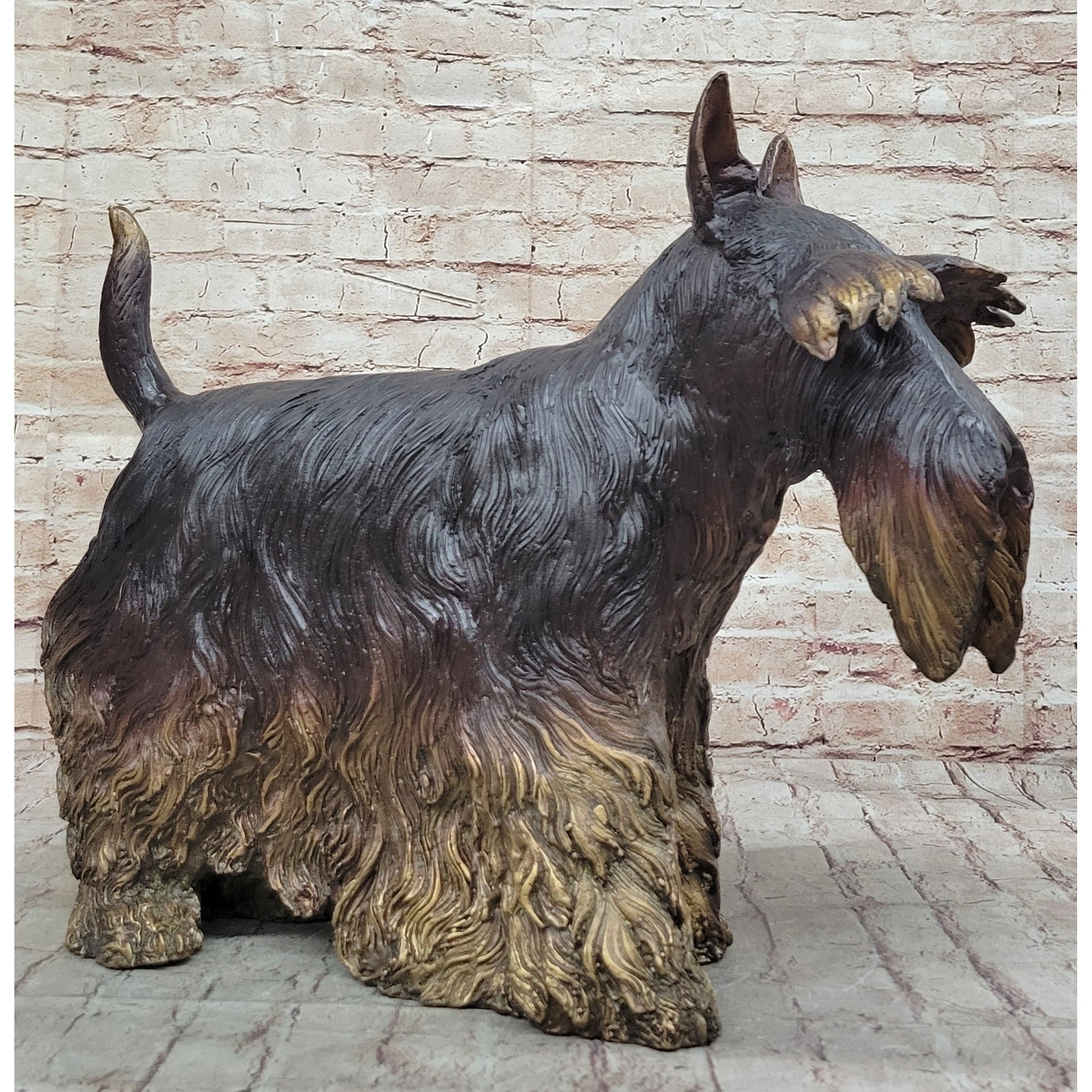 Scottish Terrier Dog Bronze Metal Sculpture Statue Figure Figurine Handmade Art 16 Inches X 20 Inches