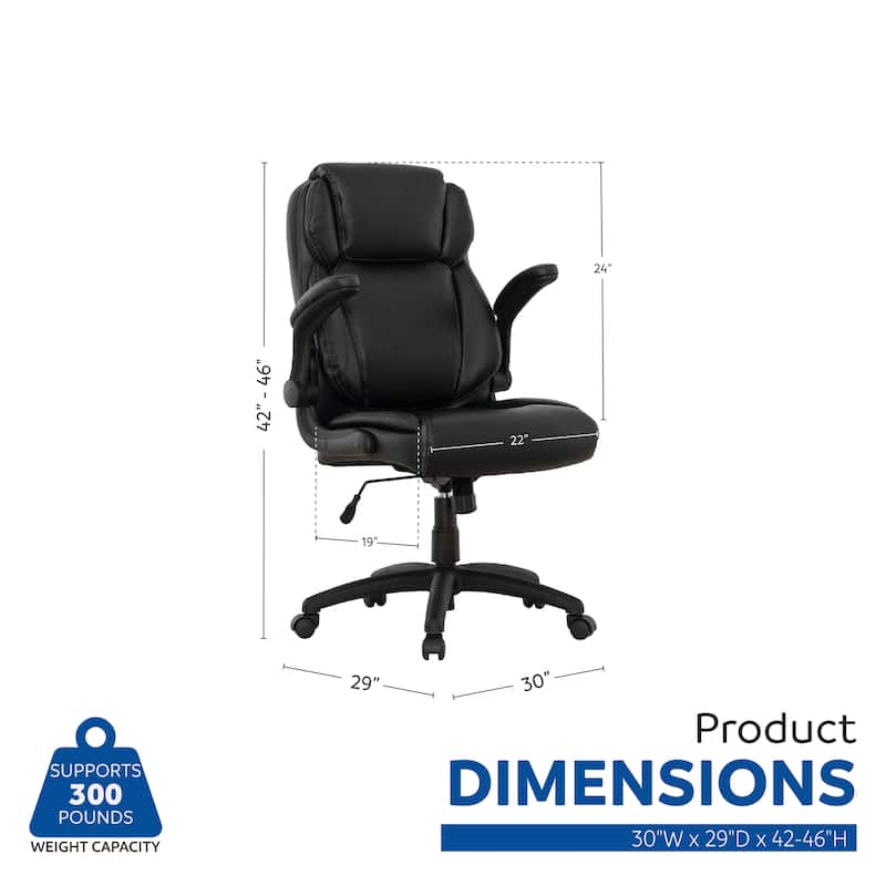 Sealy® Atlas Ergonomic High-Back Executive Office Chair with Padded Armrests - Black