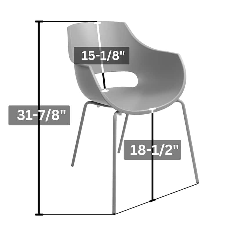 Furnish Theory Urban-ML Pro Indoor/Outdoor Stackable Dining Armchairs Polypropylene Shell & Powder-Coated Steel Legs (Set of 2)