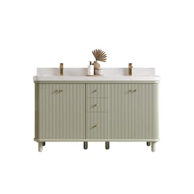 Willow Collections 60 in. W x 22 in. D Reeded Miami Double Bowl Sink Bathroom Vanity with Countertop