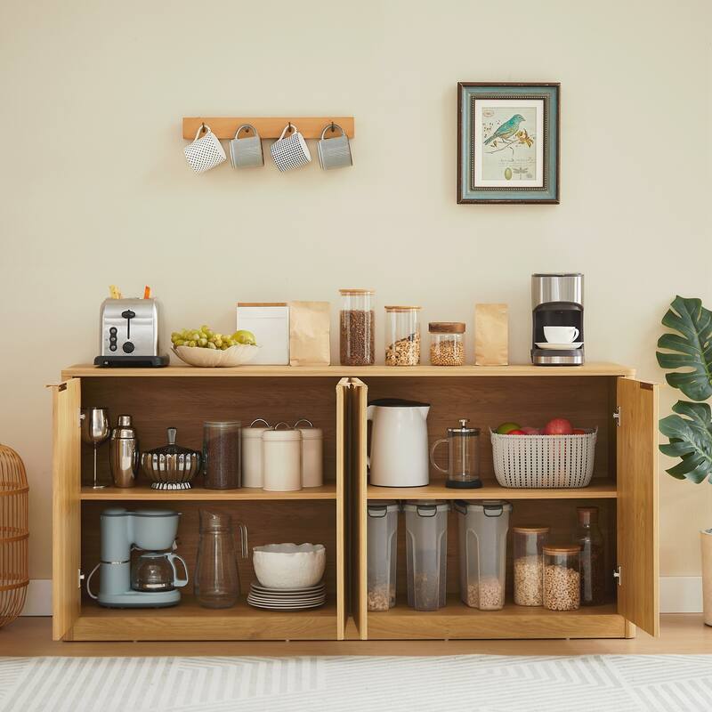 Modern Wavy Sideboard, Curved Contour Design Storage Cabinet