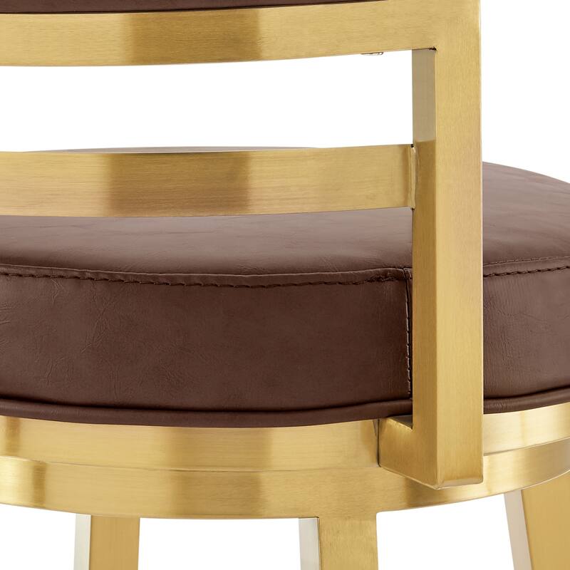 Madrid Modern Swivel Bar Stool, Upholstered Counter Height Chair with Metal Frame