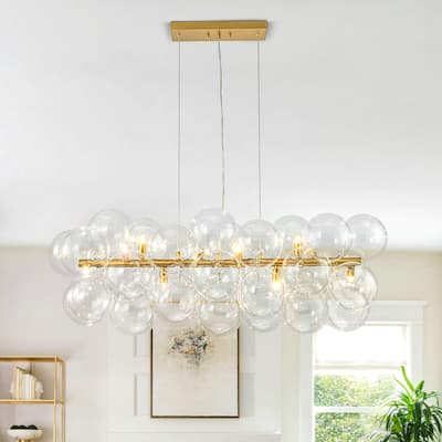 Modern 42" Large Glass Sputnik Bubble Chandelier Cluster Smoked Linear Chandelier