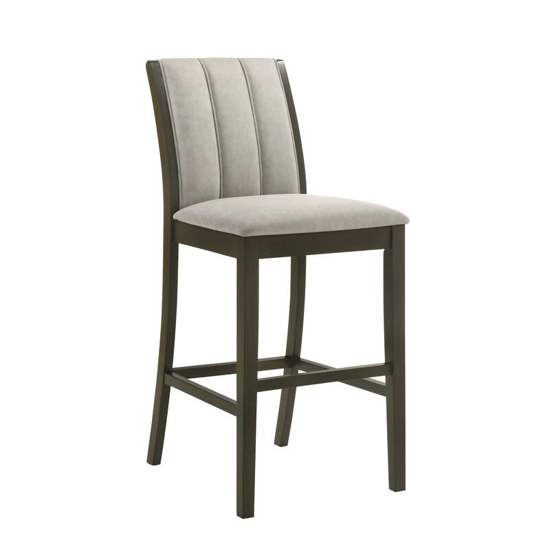 Nolan 26 in. Dark Roast Counter Height Rubberwood Barstool with Grey Fabric Seat - Set of 2