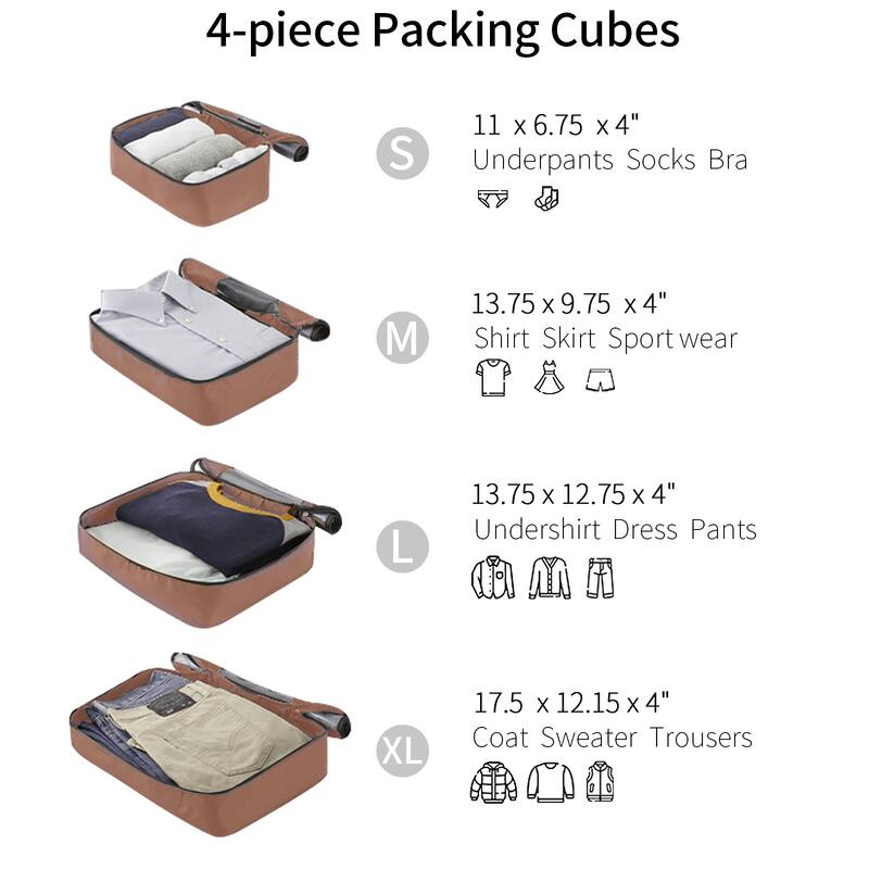 4 Piece Hard Shell Carry on Lightweight Expandable Travel Luggage with 4 Packing Cubes, TSA Lock and Spinner Wheels
