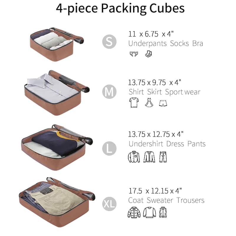 4 Piece Luggage Set Suitcase Set, ABS Hard Shell Lightweight Expandable Travel Luggage with 4 Packing Cubes, Spinner Wheels