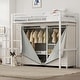 preview thumbnail 23 of 36, White Space-saving Full/Twin Size Metal Loft Bed with Wardrobe and Storage Shelves