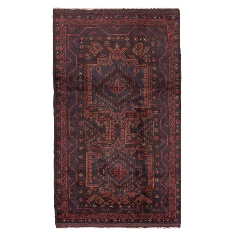 ECARPETGALLERY Hand-knotted Teimani Dark Brown Wool Rug - 3'4 x 5'8