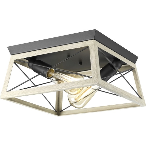 Briarwood Collection White Washed 2-light Flush Mount - 9.120" x 15.000" x 15.000". Opens flyout.