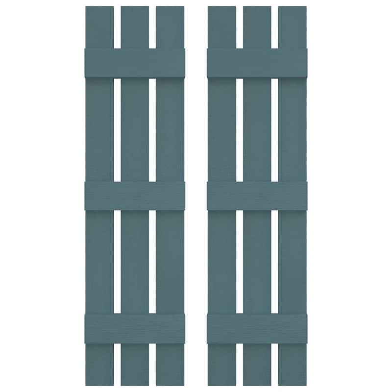 Builders Edge, Standard Three Board Spaced, Board-n-Batten Shutters, Includes Matching Installation Spikes (Per Pair) - 12"W x 59"H - 004 - Wedgewood Blue