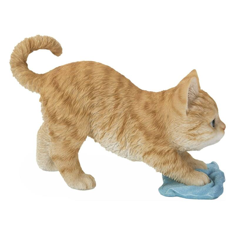 8" Mopping Kitten Outdoor Garden Statue