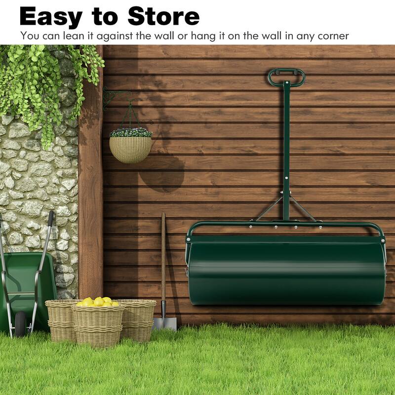 Gymax Lawn Roller Push/Tow Behind a Tractor Sod Drum Roller for Park