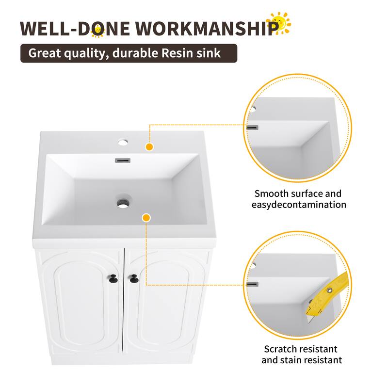 Beingnext 24"/30"/36" Bathroom Vanity with Sink, Freestanding Bathroom Vanity with Soft Close Door and Adjustable Shelf