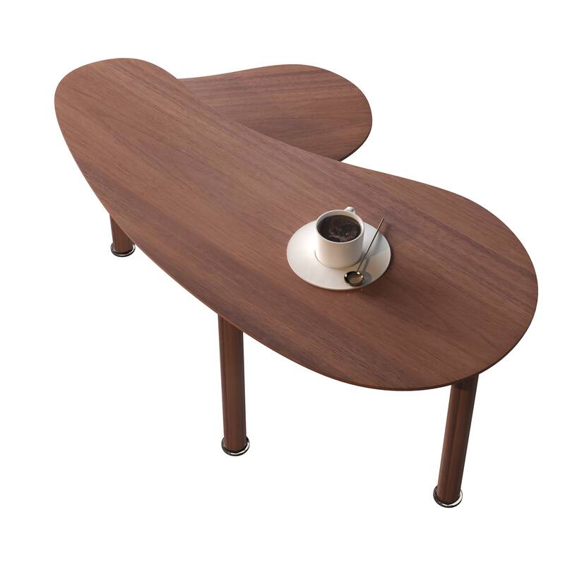 GDFStudio - Eulalia 360 Degree Rotating Nesting Coffee Table Set with Solid Rubberwood Legs