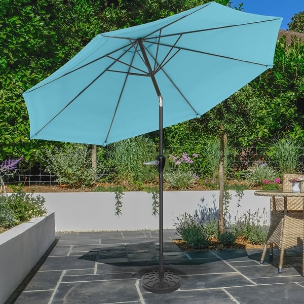 Pure Garden 10Foot Outdoor Tilting Patio Umbrella with Base On Sale