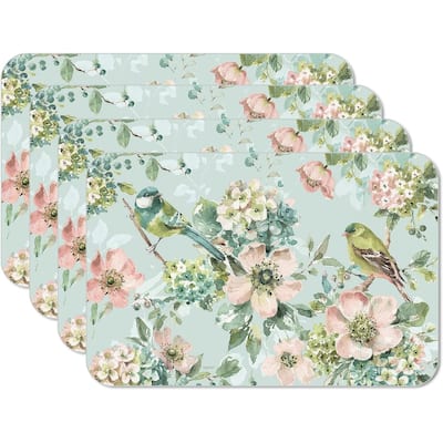 CounterArt Mint Crush, Reversible Easy Care Flexible Plastic Placemat 4 Pack Made in The USA