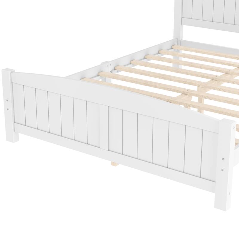 Queen Size Platform Bed, Solid Wood Platform Bed with Support Slats and Strong Structure, No Box Spring Needed