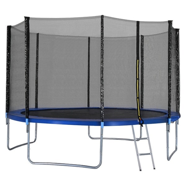 New 12FT Trampoline Combo Bounce Jump Safety Enclosure Net w//Spring Pad Ladder