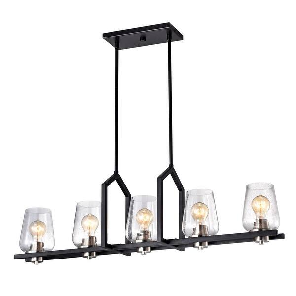 Black 5-Light Wrought Iron Linear Kitchen Island Lighting ...