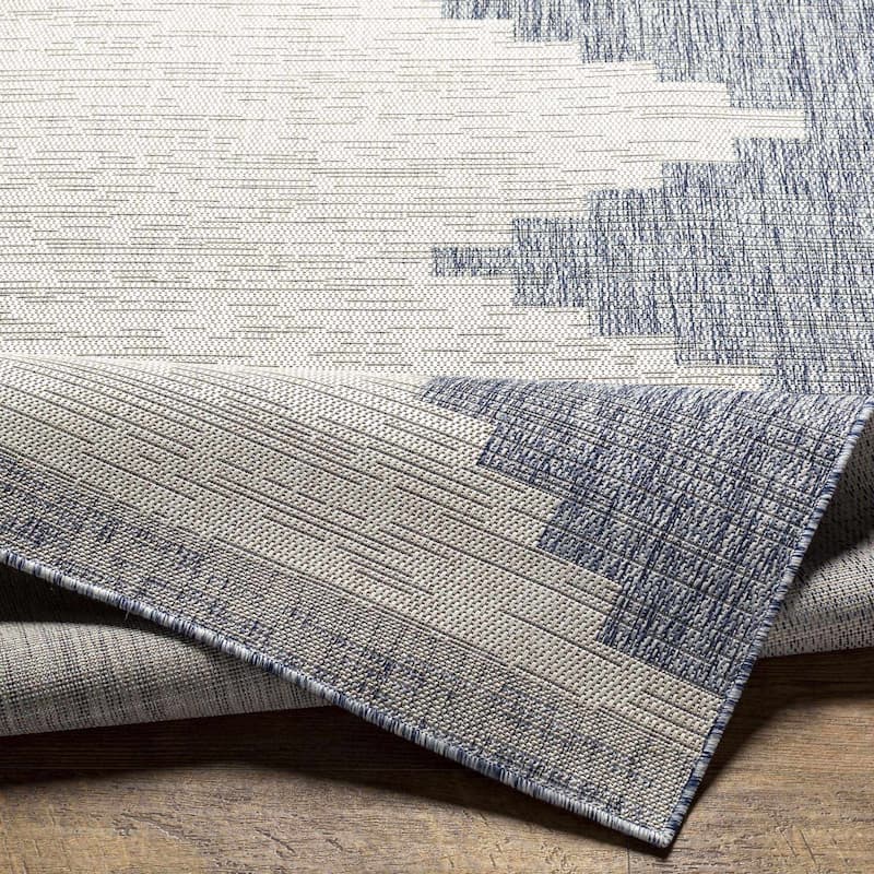 Hauteloom Caluya Living Room, Bedroom Patio Outdoor Area Rug - Blue, Gray, Navy - 2' x 2'11"