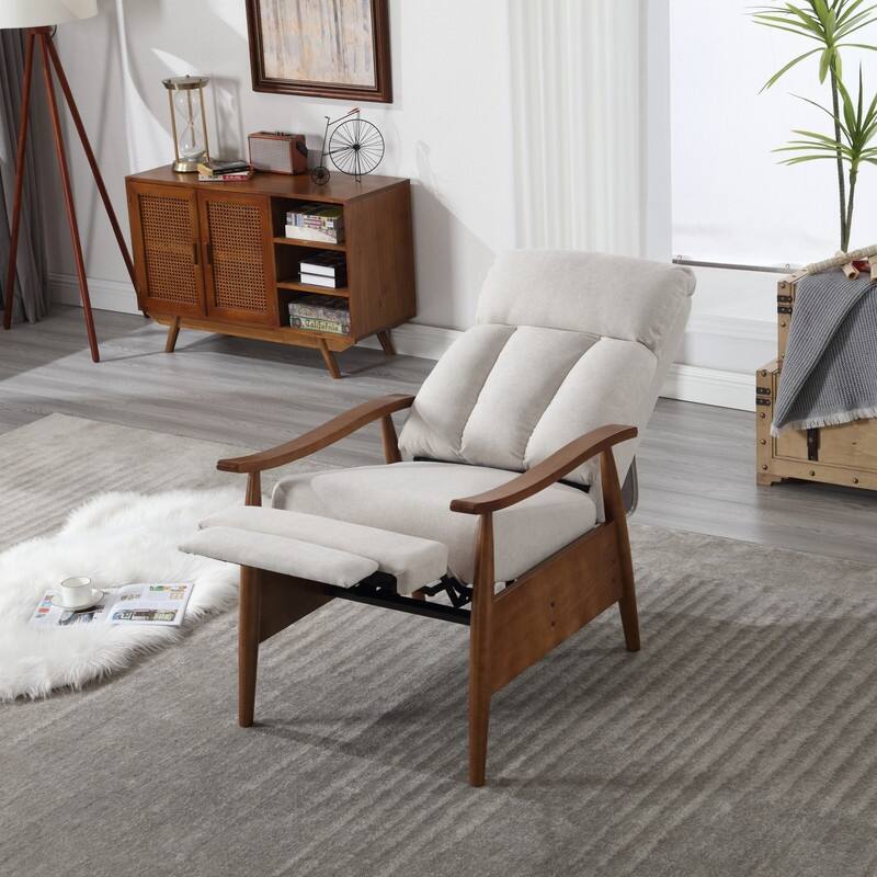 Modern Accent Chair Lounge Chair, Wood Frame Adjustable Recliner Chair