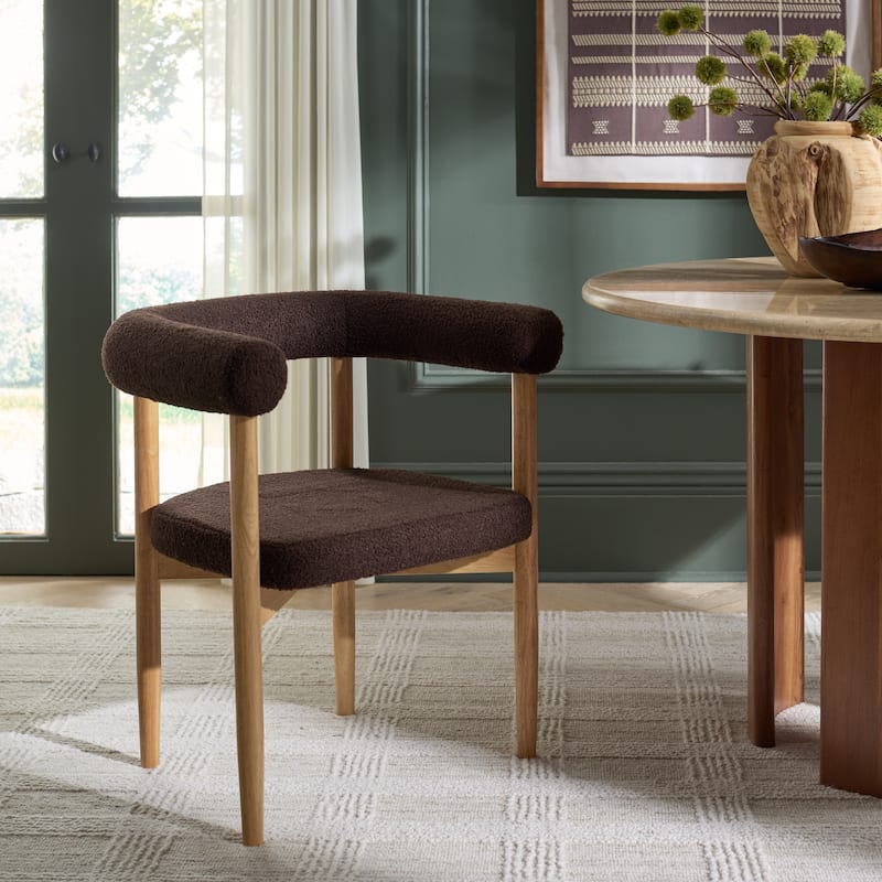 SAFAVIEH HOME Tomio Dining Chair - 26"W x 22"D x 29"H - Natural/Dark Brown