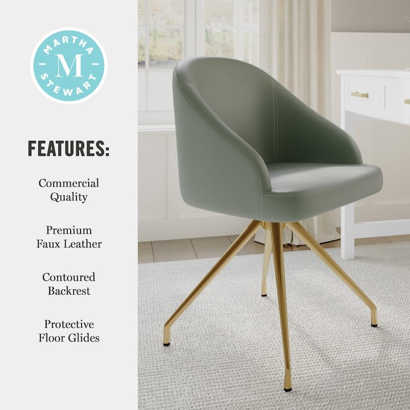 Martha Stewart Upholstered Stationary Swivel Home Office Chair