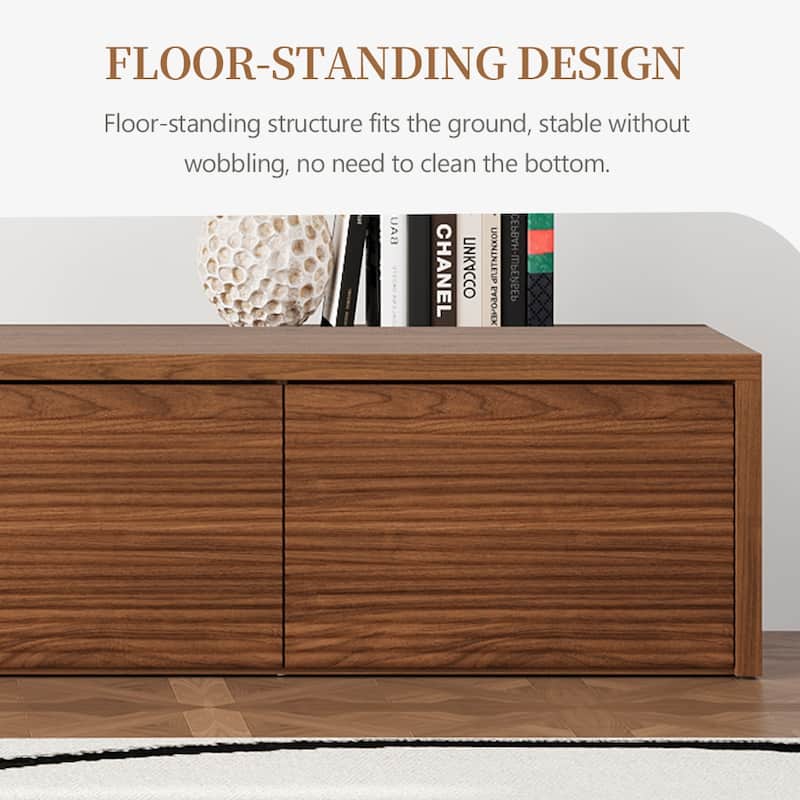 78.74" Modern TV Stands, Natural Wood Texture, Media Console with 4 Drawers