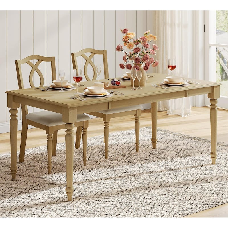 Wood Dining Chair with Cross-Back & Rubber Wood Gourd-Shaped Leg, Oak