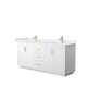 preview thumbnail 7 of 114, Miranda Double Vanity Set, Cultured Marble Top, No Mirror 72-Inch Double - White, Gold Trim, White Cultured Marble Top