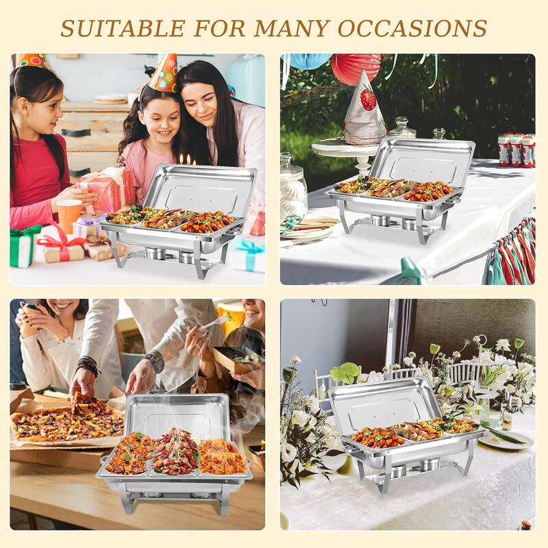 8QT Chafing Dish Buffet Set with 1/3 Size Food Pan for Wedding