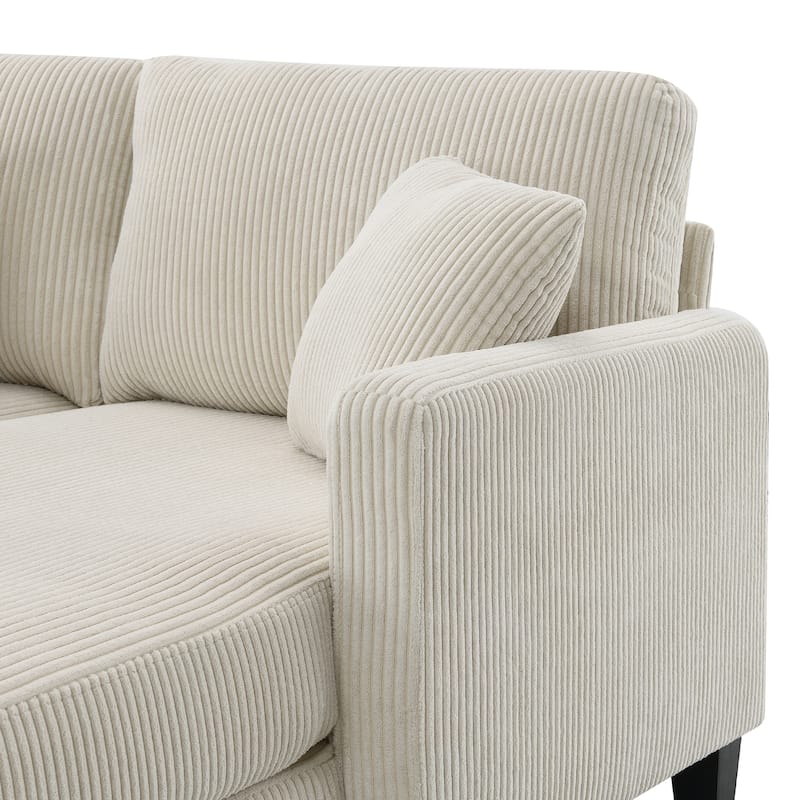 Modern 4-Seater L-Shaped Corduroy Sofa with Convertible Chaise for Living Room