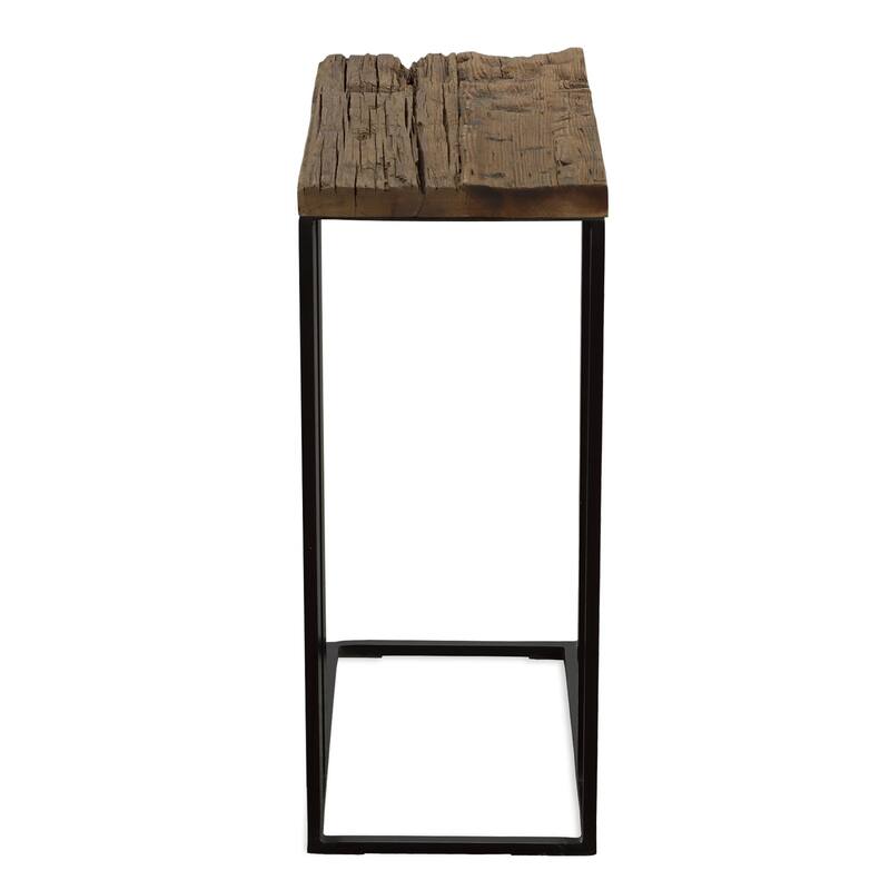 Wooden C-Form Accent Table - 24" - Brown and Black